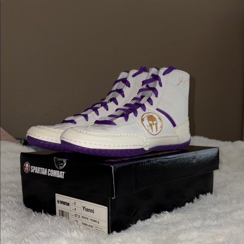 Yianni Wrestling Shoes - White and Purple
